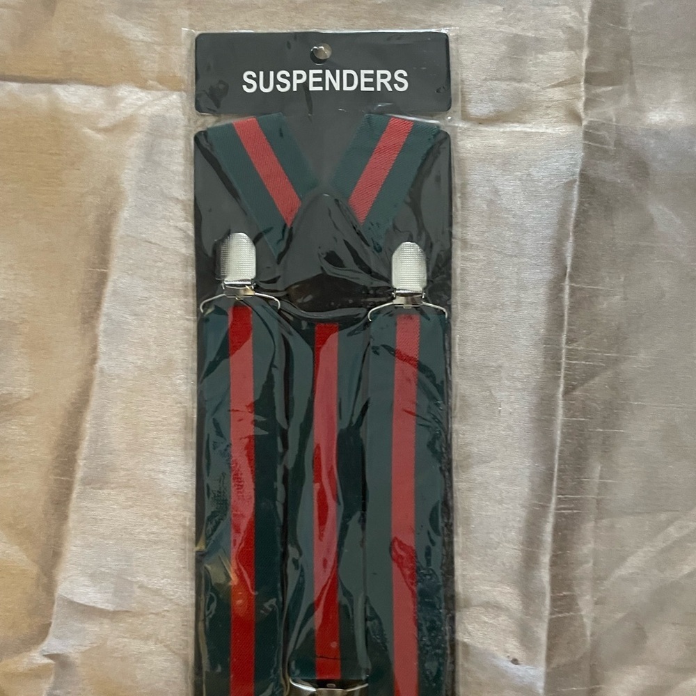 Striped Suspenders in Red and Green